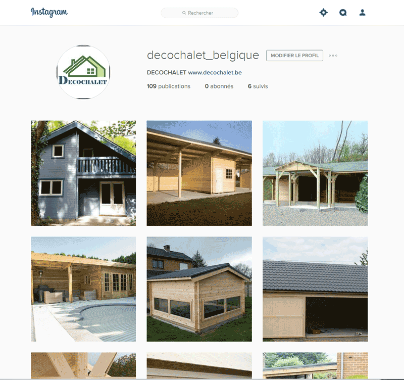 Page Instagram de Decochalet hainaut