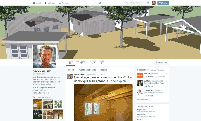 Page Twitter de Decochalet hainaut