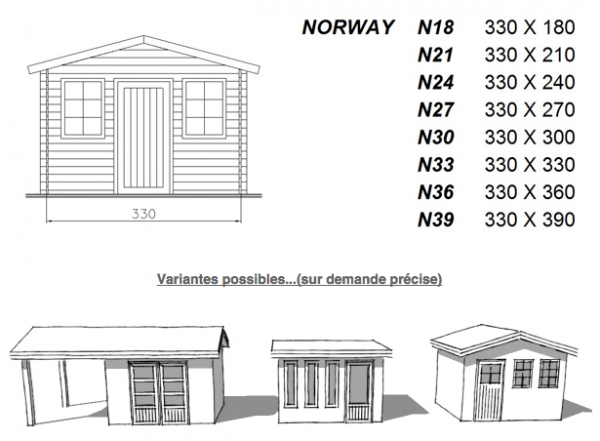Abri de jardin façade 3.30m Modèle Norway – Image 2